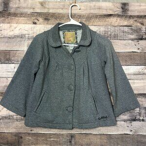 Billabong Womens Sweater Jacket 3/4 Sleeve Cropped Gray Size X-Small